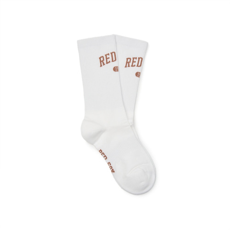 MLB Varsity Lettering Mid Socks White | USA_MLB11825