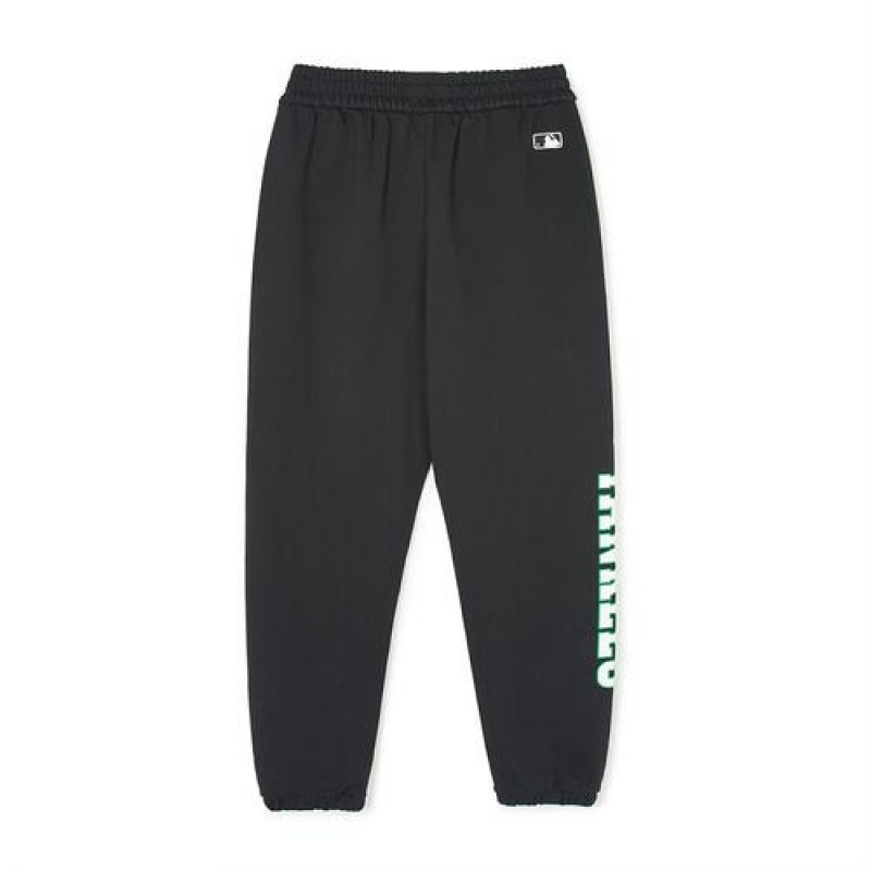 MLB Varsity Logo Track Pants Bottoms Black | USA_MLB43204