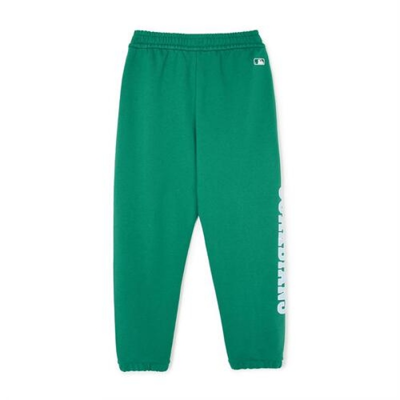 MLB Varsity Logo Track Pants Bottoms Green | USA_MLB58383