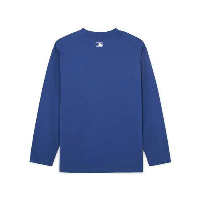 MLB Varsity Loose Fit Long Sleeve T Shirts Blue | USA_MLB27063