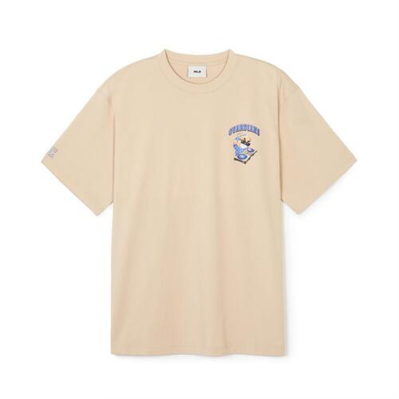 MLB Varsity Mega Bear Overfit T Shirts Beige | USA_MLB94686