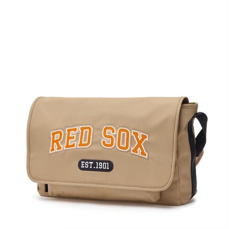 MLB Varsity Nylon Messenger Crossbody Bags Beige | USA_MLB18384