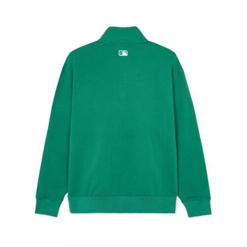 MLB Varsity Over Fit Half Zip Sweatshirts Green | USA_MLB66114