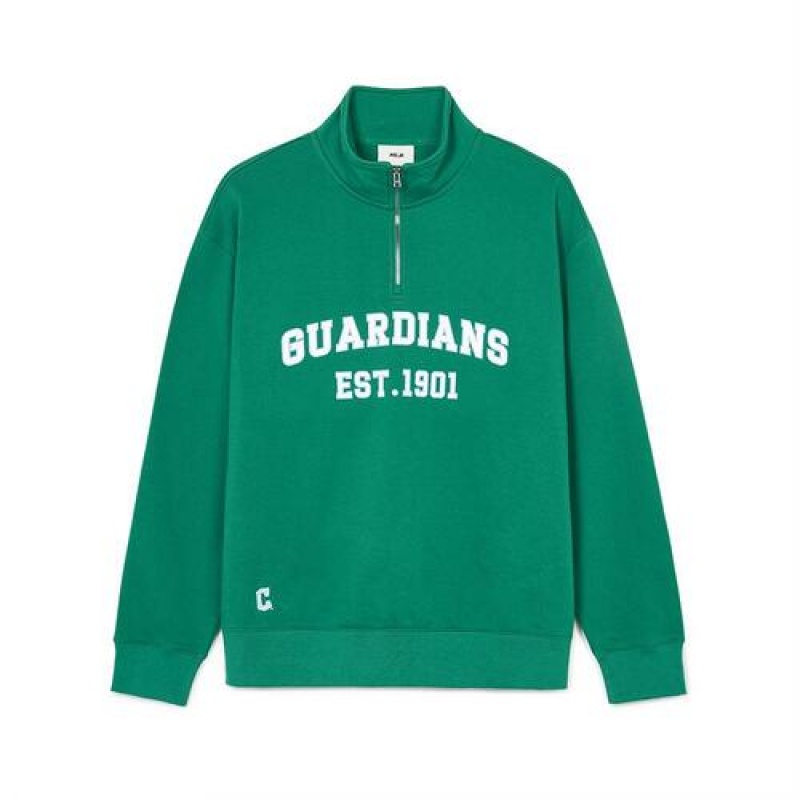 MLB Varsity Over Fit Half Zip Sweatshirts Green | USA_MLB66114