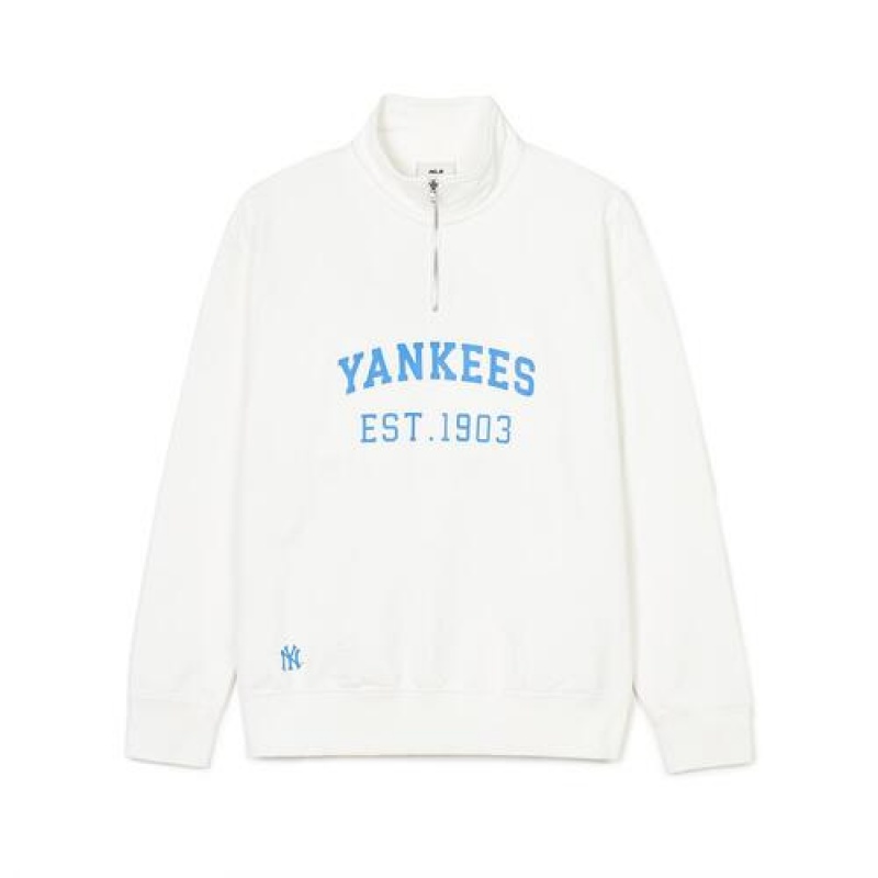 MLB Varsity Over Fit Half Zip Sweatshirts White | USA_MLB62352