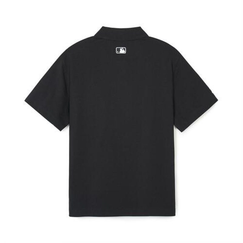 MLB Varsity Over Fit Polo T Shirts Black | USA_MLB25659