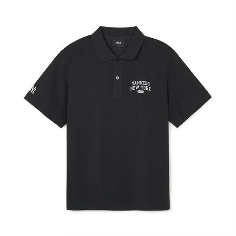 MLB Varsity Over Fit Polo T Shirts Black | USA_MLB25659