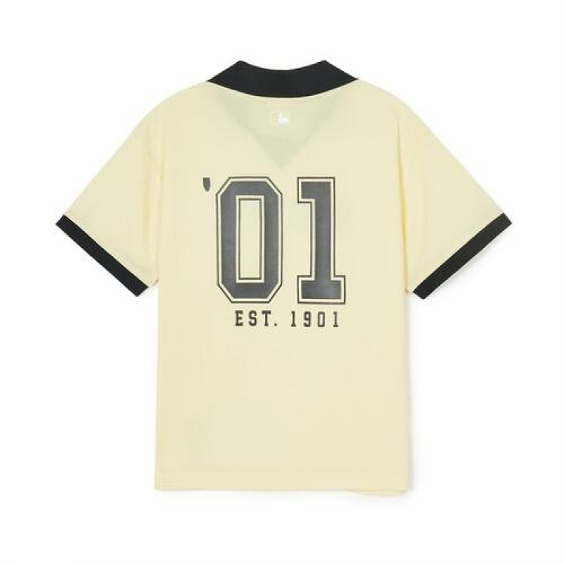 MLB Varsity Pique T-shirt Tops Yellow | USA_MLB77227