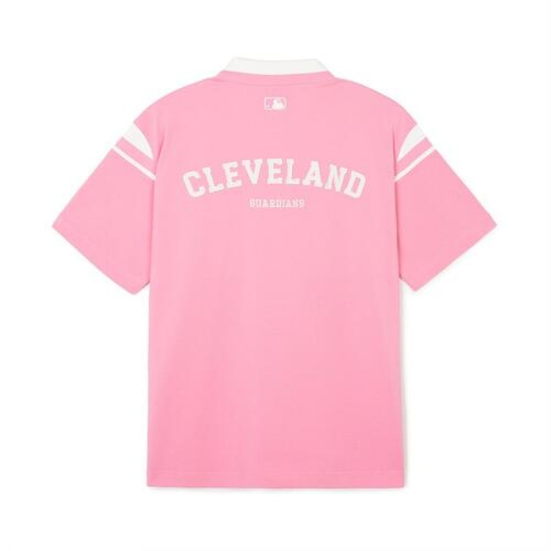 MLB Varsity Shoulder Point Over Fit Polo T Shirts Pink | USA_MLB14632