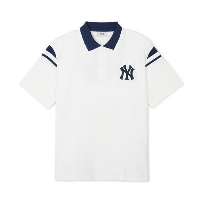 MLB Varsity Shoulder Point Over Fit Polo T Shirts White | USA_MLB78757