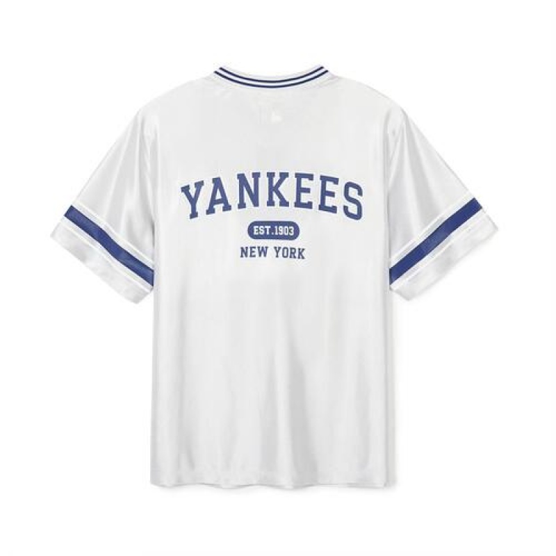 MLB Varsity Soccer Jersey V Neck Over Fit T Shirts White | USA_MLB63792