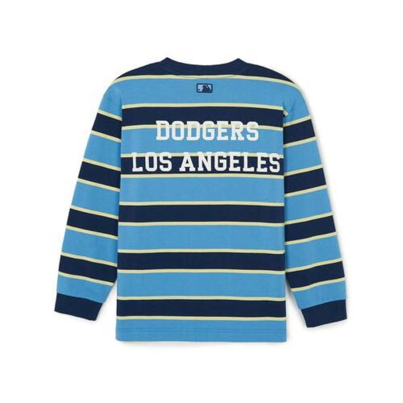 MLB Varsity Striped T Shirt Tops Blue | USA_MLB14671