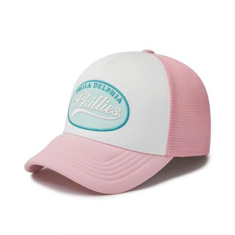 MLB Varsity Wappen Baseball Caps White / Pink | USA_MLB35643