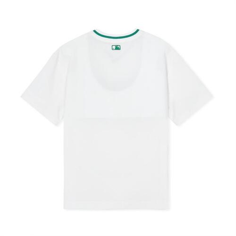 MLB Varsity Woven V-neck T-shirt Tops White | USA_MLB38043