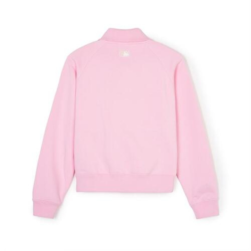 MLB Women Basic Small Logo Crop Sweatshirts Pink | USA_MLB20659