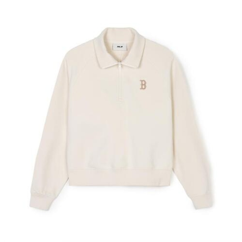 MLB Women Basic Small Logo Crop Sweatshirts White | USA_MLB13067