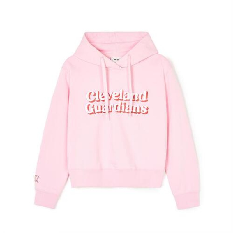 MLB Women Varsity Crop Hoodie Pink | USA_MLB17684