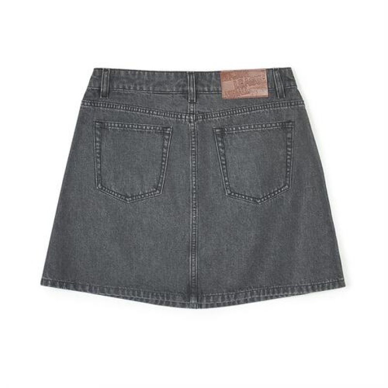 MLB Women`s Basic Medium Logo Skirt Denim Dark Grey | USA_MLB25587