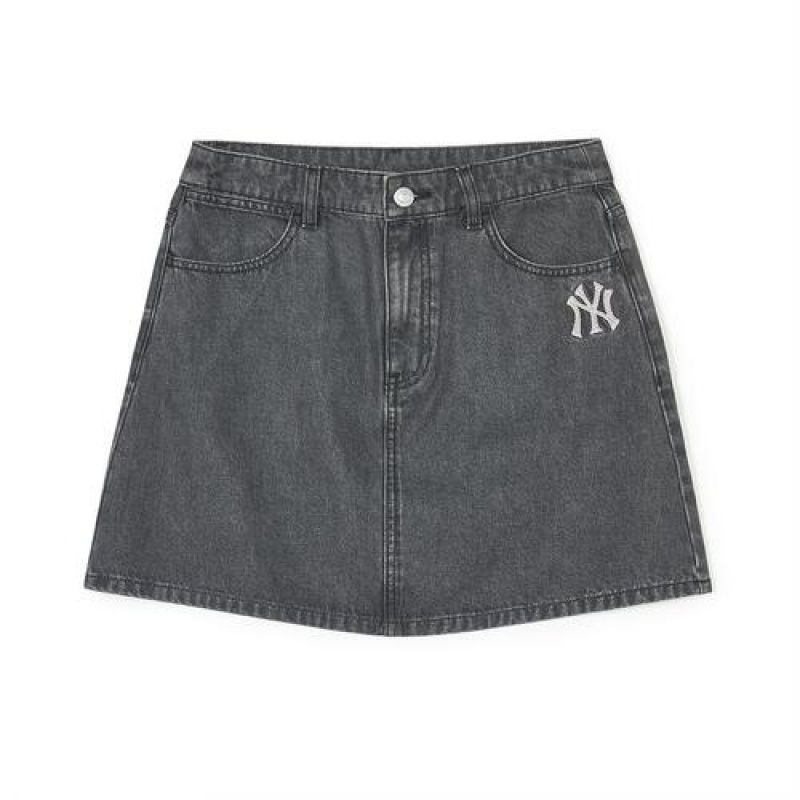 MLB Women`s Basic Medium Logo Skirt Denim Dark Grey | USA_MLB25587