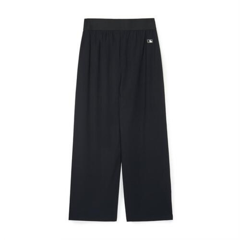 MLB Women`s Basic Small Logo Banding Wide Pants Bottoms Black | USA_MLB14379