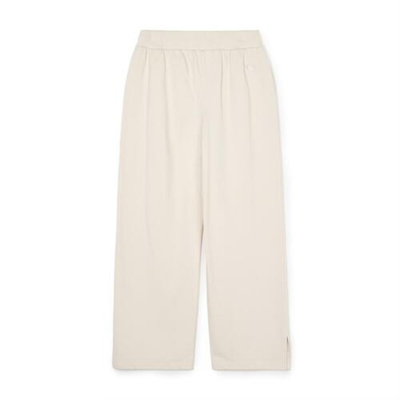 MLB Women`s Basic Small Logo Wide Pants Bottoms White | USA_MLB44310