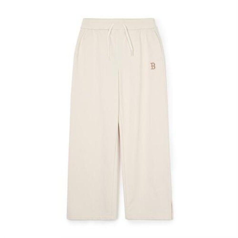 MLB Women`s Basic Small Logo Wide Pants Bottoms White | USA_MLB44310