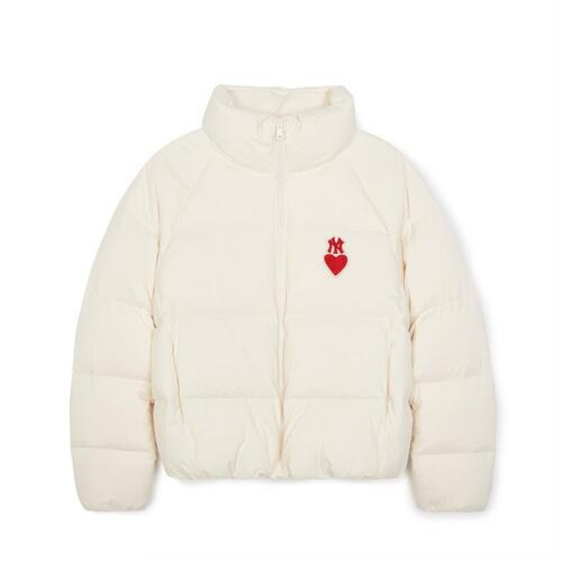 MLB Womens Heart Crop Heavy Down Jkt MLB Heart White | USA_MLB17870