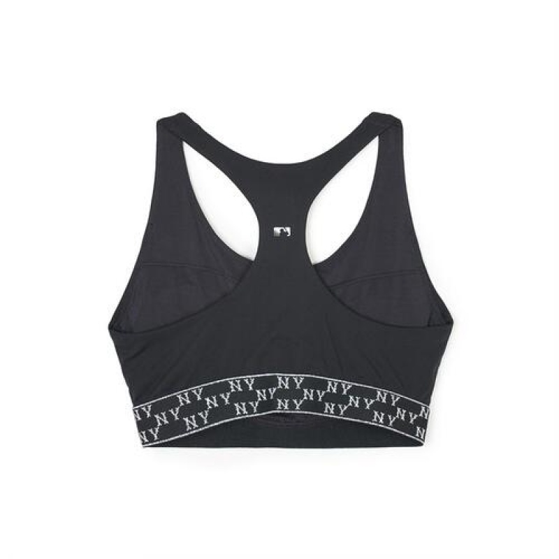 MLB Women`s Monogram Luxleisure Lettering Band Point Crop Top T Shirts Black | USA_MLB21618