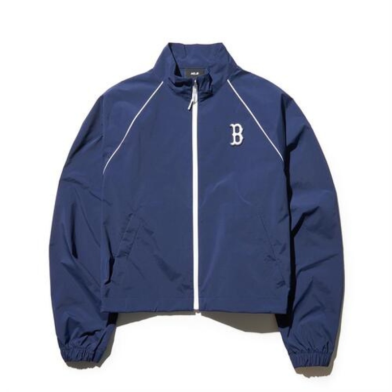 MLB Women`s Sportive Varsity Crop Windbreaker Outerwear Blue | USA_MLB92111