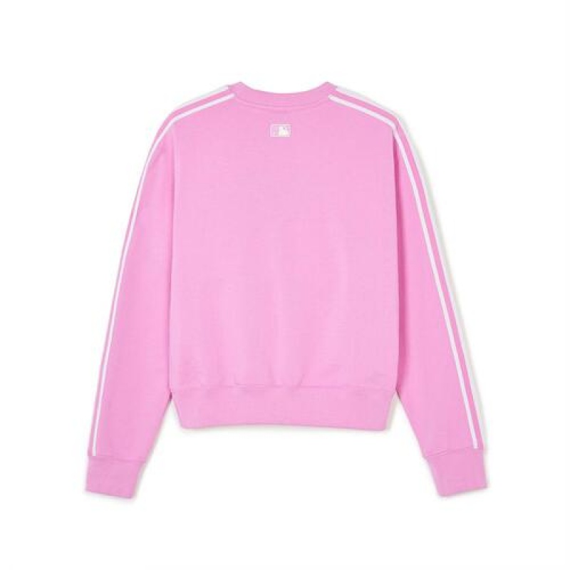 MLB Women`s Sportive Varsity Track Crop Sweatshirts Pink | USA_MLB88786