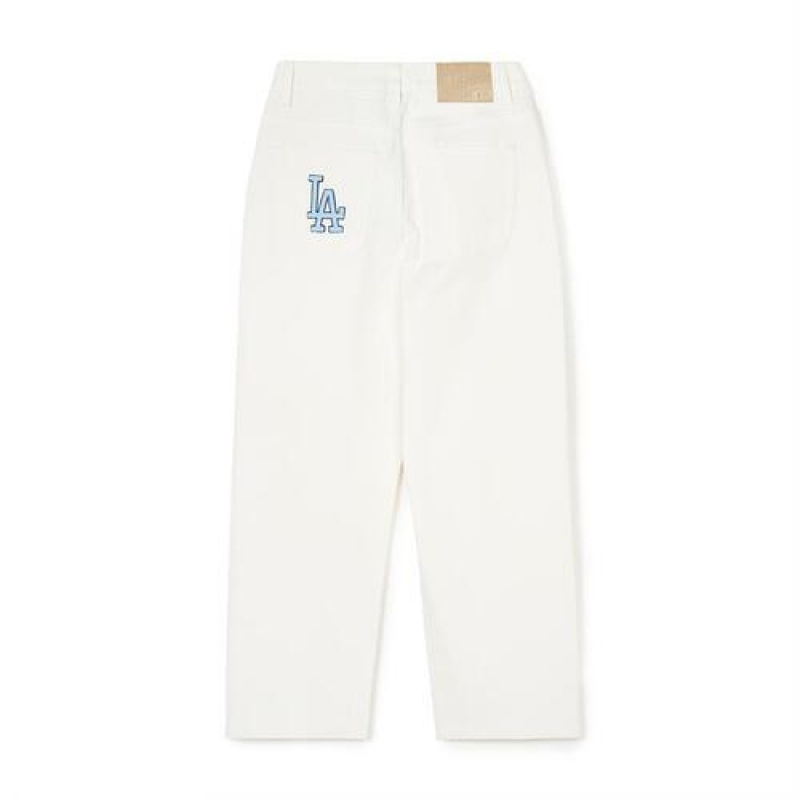 MLB Women`s Varsity Logo Wide Pants Denim White | USA_MLB96634