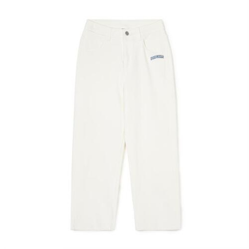 MLB Women`s Varsity Logo Wide Pants Denim White | USA_MLB96634