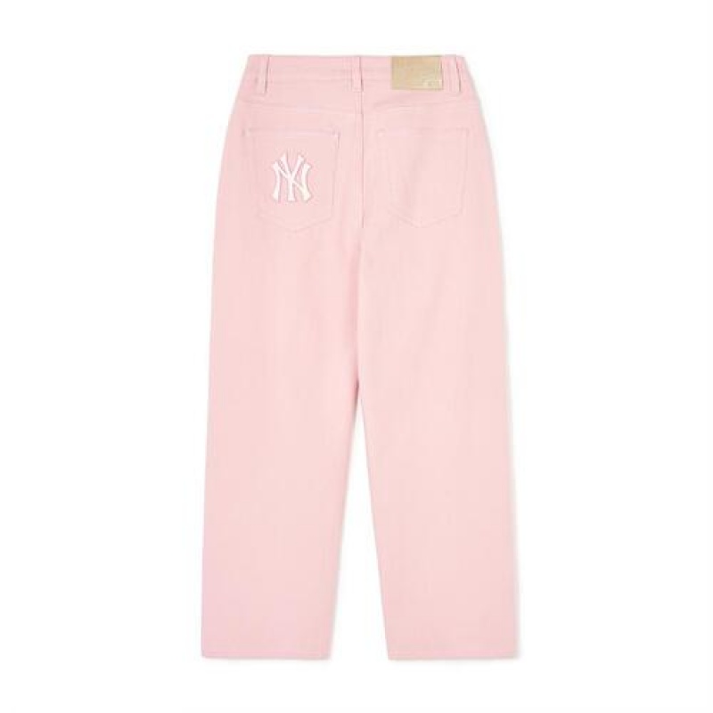 MLB Women`s Varsity Logo Wide Pants Denim Pink | USA_MLB37651