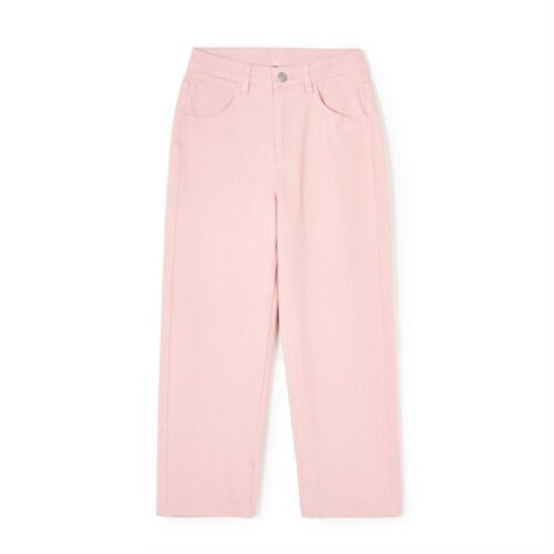 MLB Women`s Varsity Logo Wide Pants Denim Pink | USA_MLB37651