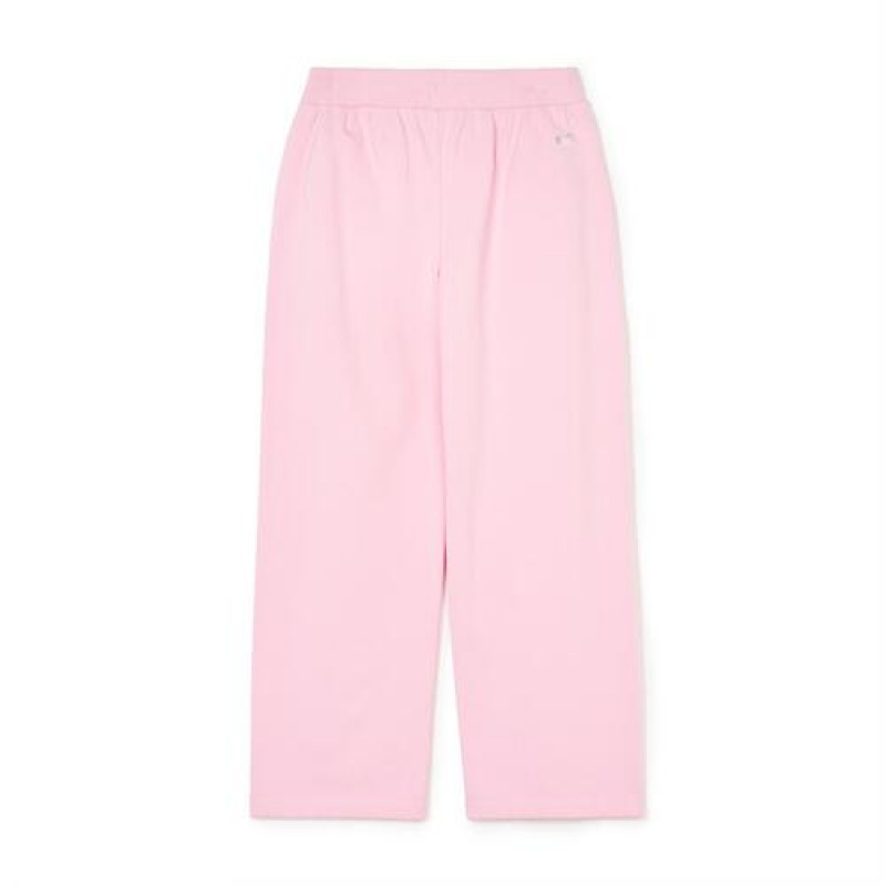 MLB Women`s Varsity Pintuck Wide Pants Bottoms Pink | USA_MLB37929