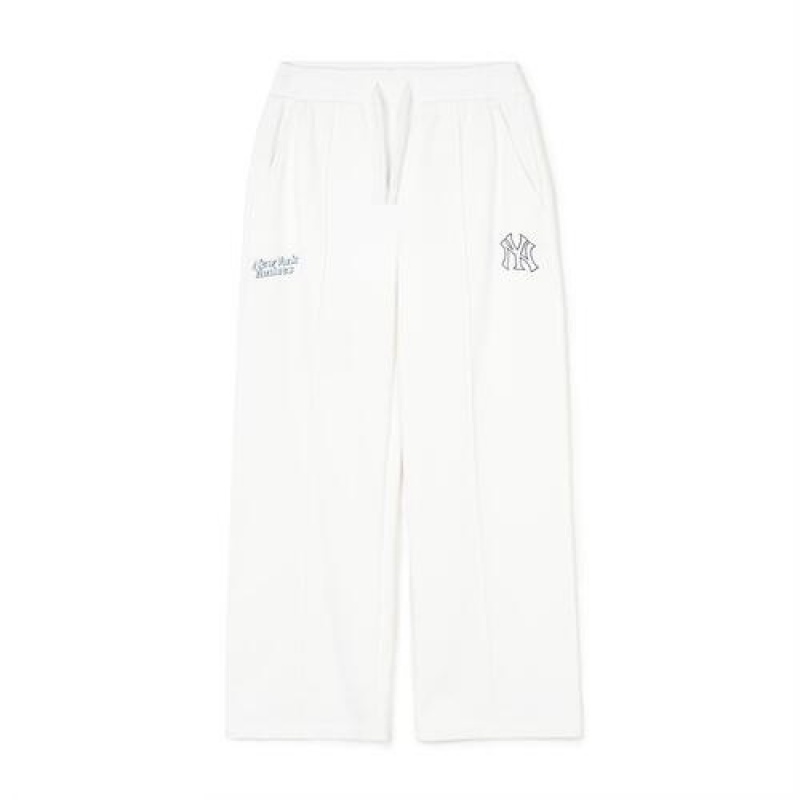 MLB Women`s Varsity Pintuck Wide Pants Bottoms White | USA_MLB31431