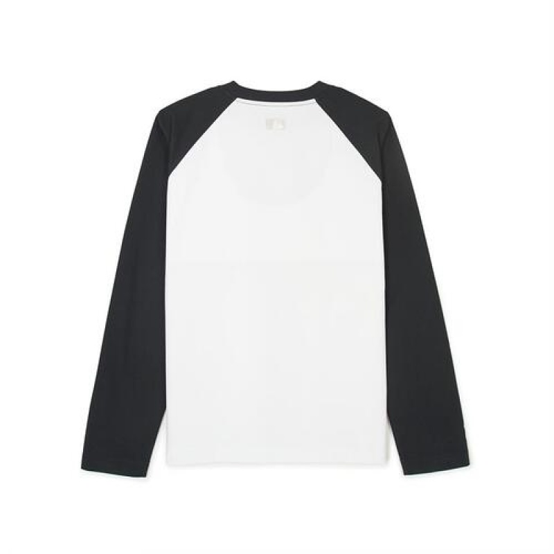 MLB Women`s Varsity Raglan Loose Fit T Shirts White / Black | USA_MLB46999