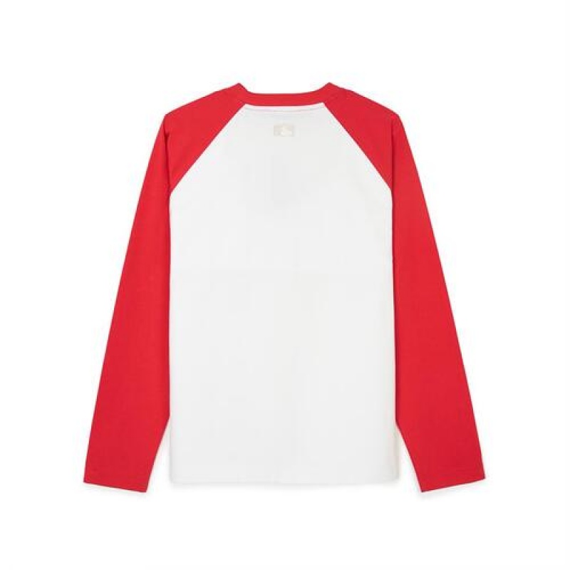 MLB Women`s Varsity Raglan Loose Fit T Shirts White / Red | USA_MLB75384