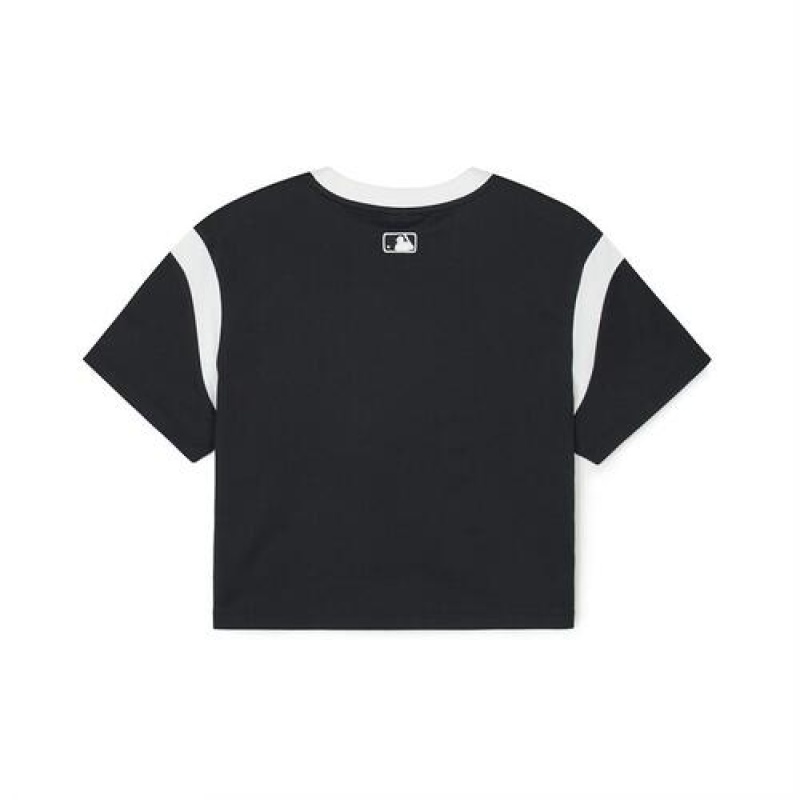 MLB Womens`s Varsity Crop T Shirts Black | USA_MLB15133