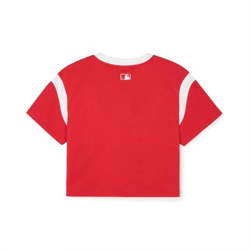 MLB Womens`s Varsity Crop T Shirts Red | USA_MLB23468