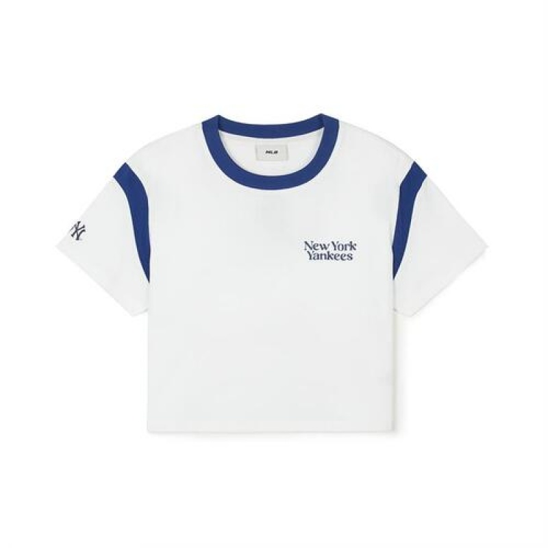 MLB Womens`s Varsity Crop T Shirts White | USA_MLB14692