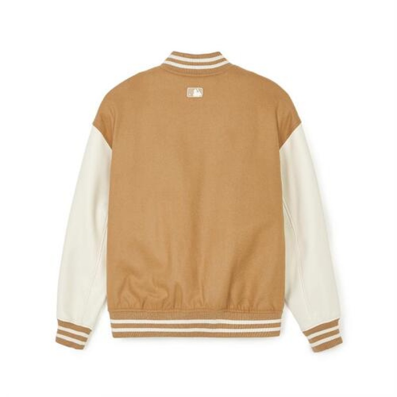 MLB Wool Basic Varsity Outerwear Beige / White | USA_MLB23673