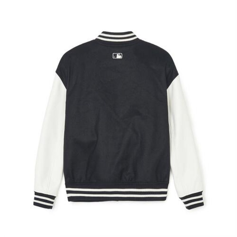 MLB Wool Basic Varsity Outerwear Black / White | USA_MLB21488