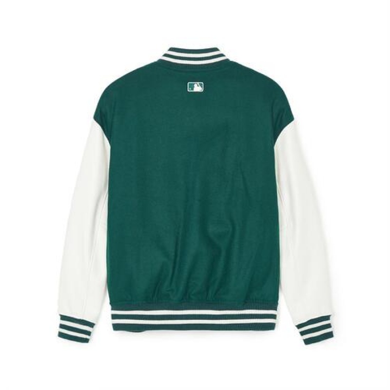 MLB Wool Basic Varsity Outerwear Green / White | USA_MLB11152