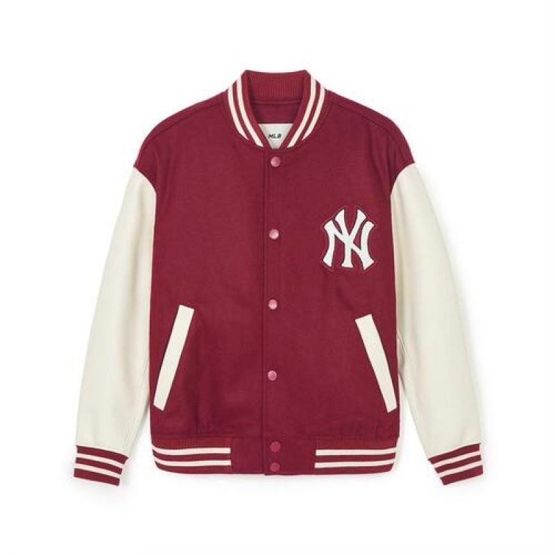 MLB Wool Basic Varsity Outerwear Red / White | USA_MLB95105