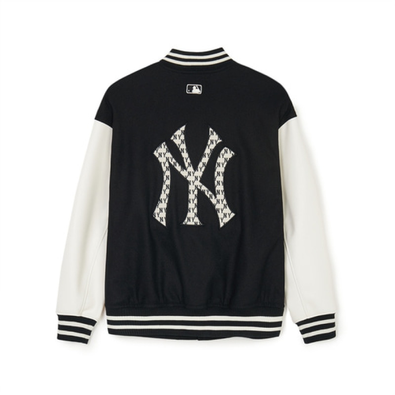 MLB Wool Big Lux Varsity Outerwear Black / White | USA_MLB77680