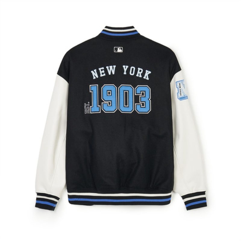 MLB Wool Wappen Varsity Outerwear Black / White | USA_MLB96813