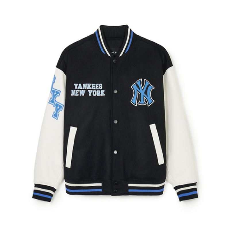 MLB Wool Wappen Varsity Outerwear Black / White | USA_MLB96813